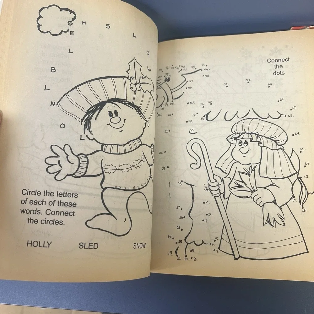 Vintage jumbo Christmas‎ coloring and activity book Landolls 1993 edition puppy